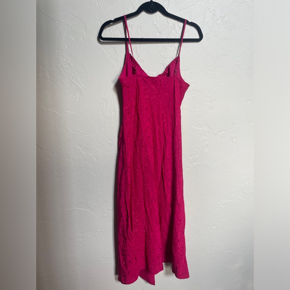 Red and Pink Rose Slip Dress with a Slit